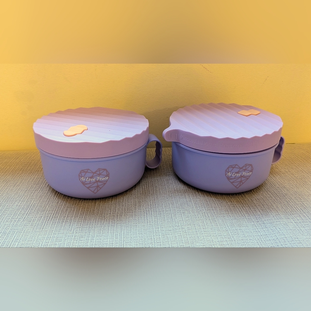 Brand New Ai Love Peace Purple Noodle Bowls (Set of 2) - Gift